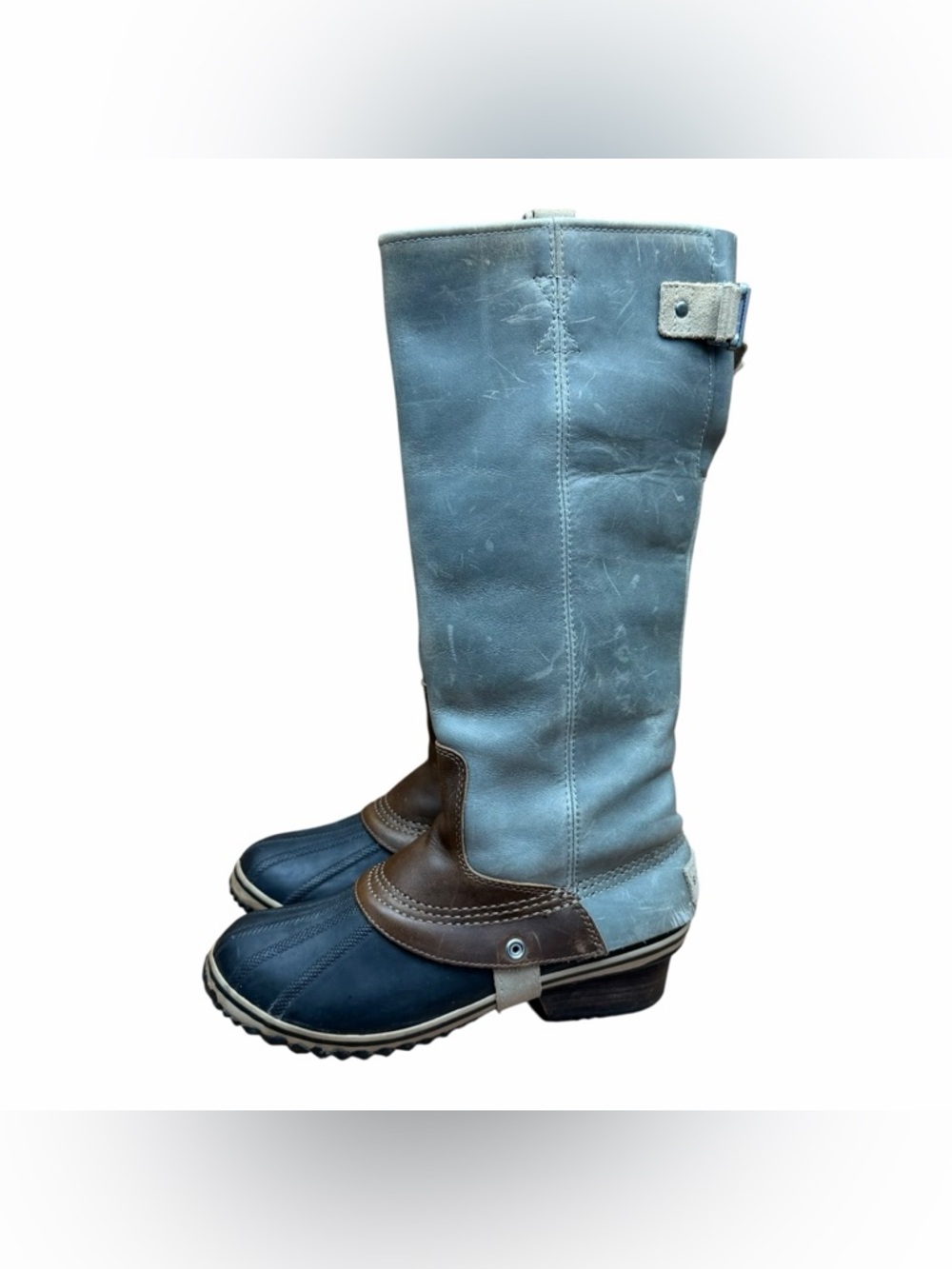Sorel Women's Slimpack Boot Size 9.5 Tall Riding Duck Gray Leather Snow Winter